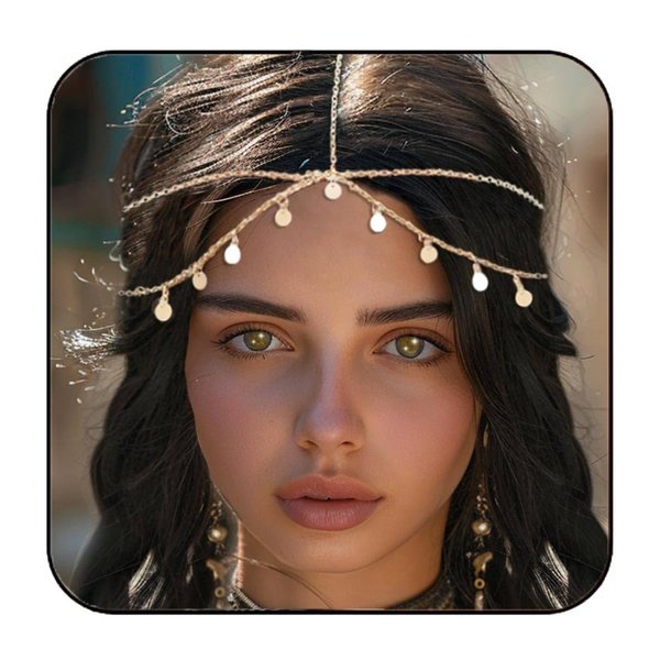 Casdre Sequin Head Chain Gold Headpiece Hair Chains Festival Costume Headband Hair Accessories for Women