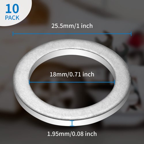 Transmission Fluid Drain Plug Crush Washer for Honda Accord Acura Civic Ridgeline Odyssey CRV CR-V Pilot Fit Element, Replacement for The Part # 90471PX4000 90471-PX4-000, Pack of 10 pcs