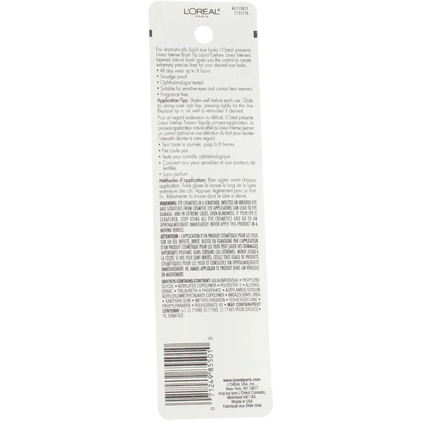 L'Oreal Paris Lineur Intense Brush Tip Liquid Eyeliner, 710 Black (Pack of 2)