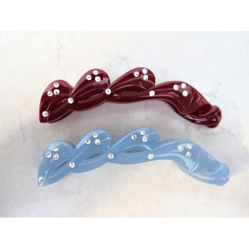 Generic Blue, maroon, brown or peach pink banana hair claw clips with crystals (Primary color: peachy pink)