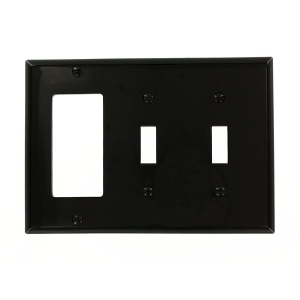Leviton 80745-E 3-Gang 2-Toggle 1-Decora/GFCI Device Combination Wallplate, Standard Size, Black