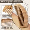 AOZUO Wooden Comb, Natural Sandalwood Wide Tooth Combs Handmade Anti-Static Wood Comb Wood Massage Comb Prevents Static Styling Detangling Tool for Women Girls Straight Curly Thick Wavy Hair