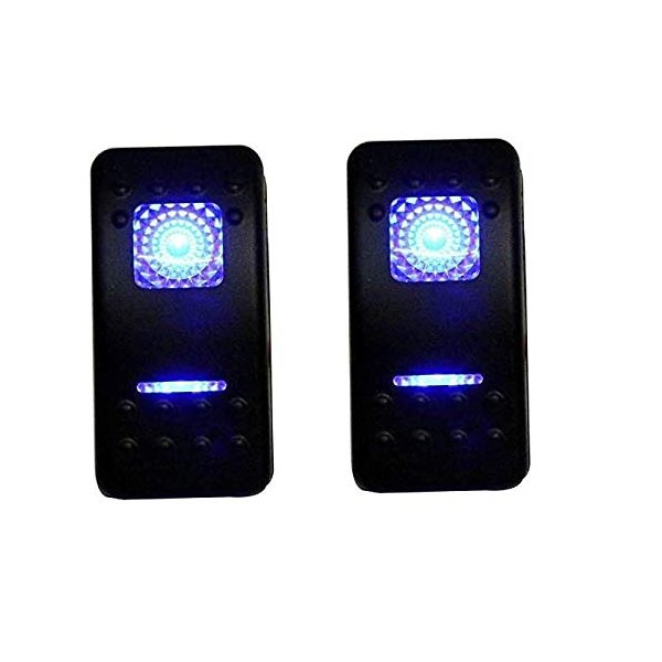 Amarine Made 2-Pack 12v 20 Amp Waterproof On-Off-On 2 Position Boat Marine DPDT 7 Pin Rocker Switch with 2 Led Lamps (Blue)