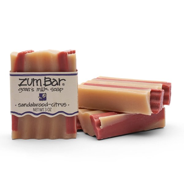 Indigo Wild Zum Goat's Milk Soap Bar - Bar Soap for Hands & Body Made with Essential Oils - 3 oz - Sandalwood Citrus (3 Pack)