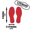 LiteMark Removable Matte Finish Red 9 Inch Medium Size Footprint Decal Vinyl Stickers | Great for Floors, Ceilings, Walls, and Most Smooth Surfaces | Pack of 12 Footprints (6 Pairs)