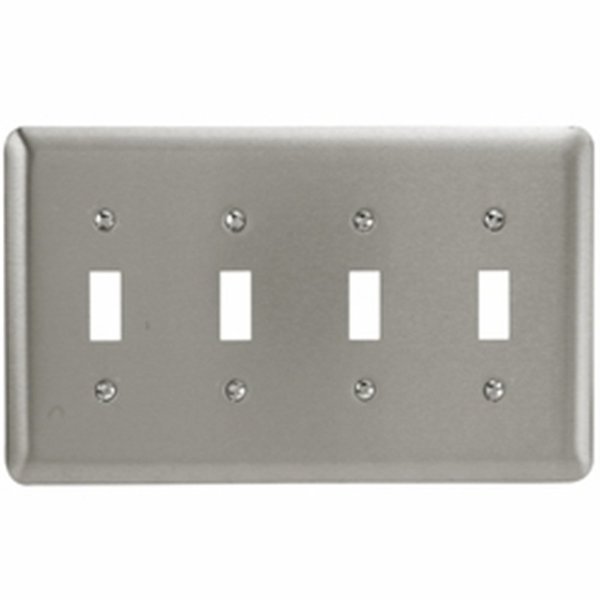 Amerelle 2T4PW Devon Steel Wallplate, 4 Toggle, Pewter