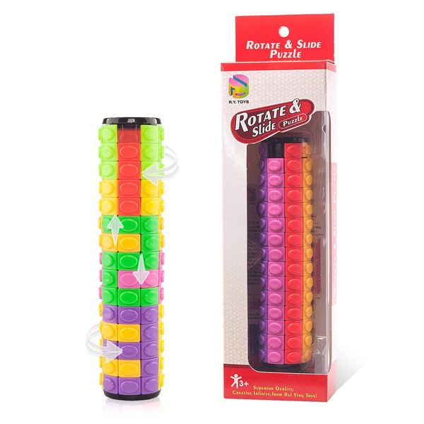 R.Y.TOYS Rotate and Slide Puzzle-Design Patent,Fidget Toys(Restore/Create)-8 Colors,15 Layers-Detach Piece for Quick Play,Brain Teaser,Sensory Toys,Easter Basket Stuffer
