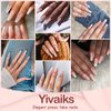 Yivaiks 24 Pcs Advanced Hand Made Customization Press on Nails, Luxurious Rhinestone Design Ballerina Fake Nails，Perfect Accessory for Banquets, Soirees, Parties(GD-004)