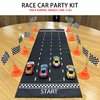 41PCS Mini Race Car Table Game Set Mini Race Cars Traffic Cones Checkered Flags Racetrack Tablecloth for Doll House Decor Birthday Party Supplies