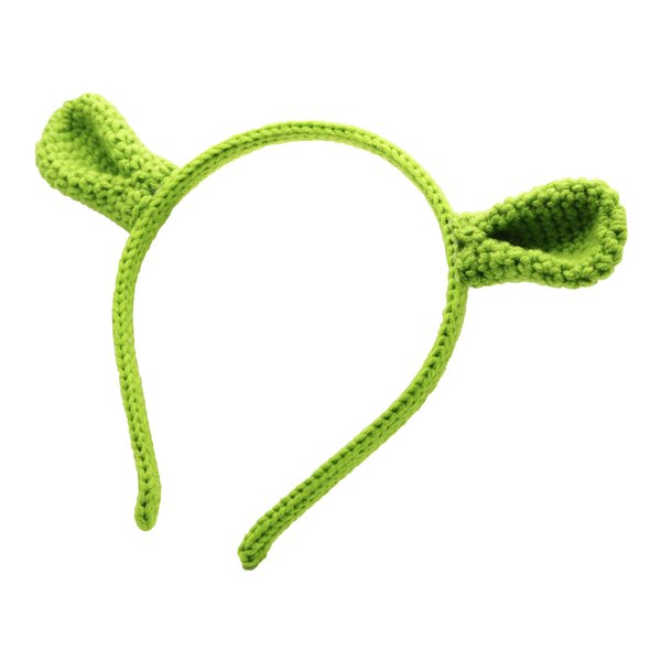 Union Power Shrek Headband Dressing Up Ears, Headwear Halloween Costume Adult Cosplay Pro Shrek Theme Party Decoration (Green（Handmade Crochet Style）, One Size)