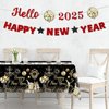 Glitter Hello 2025 Happy New Year Banner Decorations Red New Years Eve Banner Sign Party Supplies 2025 Happy New Year for Happy New Year Decorations Party Supplies 2025 Home Holiday Decorations