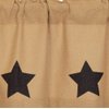 VHC Brands Burlap Natural with Black Stars Primitive 16"x72" Valance Tan Rod Pocket Stenciled Cotton Kitchen Window Curtains