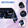41PCS Navy Blue and Black Birthday Party Decorations Happy Birthday Tableware Supplies Set Including Plates Napkins Tablecloth for Men Women