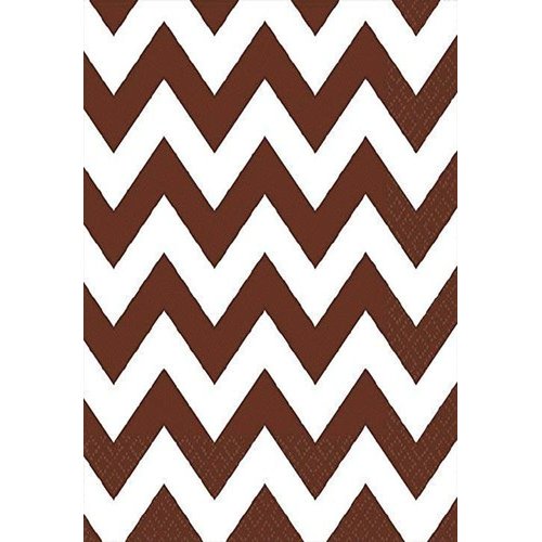 Chocolate Brown Chevron Luncheon Napkins | 16 Ct. | 6" x 6"
