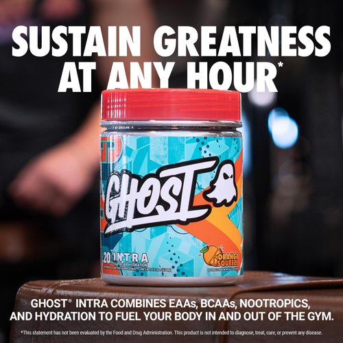 GHOST IntraWorkout Powder,Orange Squeeze BCAAs &EAAs, Nootropics & Hydration-Essential&Branch Chain Amino Acids Supplement Supports Muscle Recovery&Focus-Pre,Intra&Post Workout Powders for Men&Women