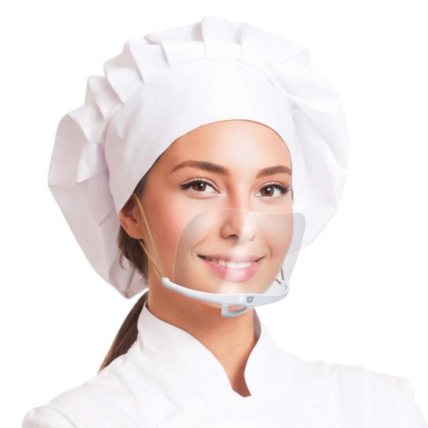 SHIELDOFGLORY Clear Mask Face Shield Reusable 1 Set 4 Replacement Clear Face mask Shield (2 Cover Nose, 2 Mouth Shield) - Food Handlers Anti-Fog Transparent Mask, Made In KOREA