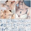 30 Sheets Semi-Permanent Tattoos for Women Inspirational Words Tattoo stickers, Wild Flower Floral Rose Sunflower Bouquet Body Dark Blue Fake Tattoos for Adult Men Kids, Lasting 1-2weeks Tiny Tattoo Stickers (Dragonfly)