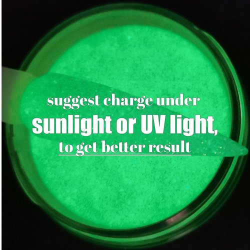 GLOW IN THE DARK Glitter Nail Acrylic Powder 6 Colors Set for Pink White French Nail Art Design