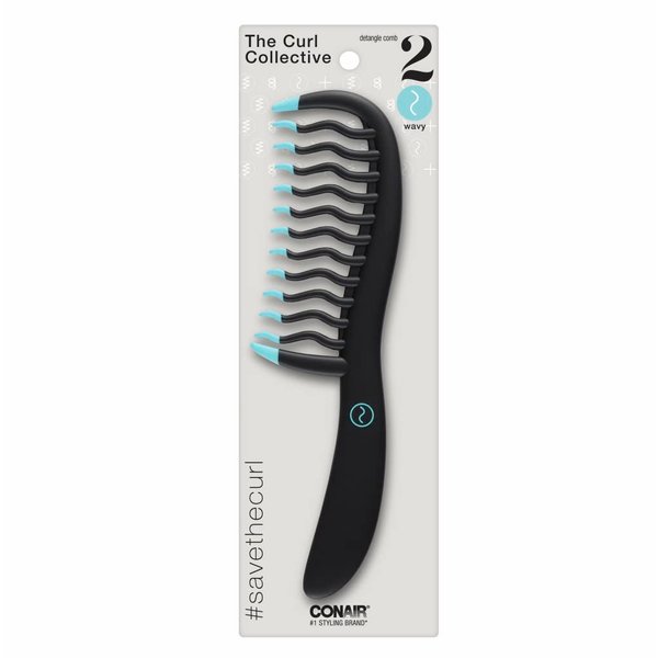 HAIR COMB WAVY BLK/BLU 1CT