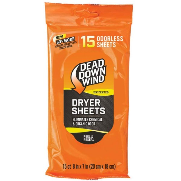 Dead Down Wind Dryer Sheets (15 Count, Unscented)