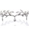 TRAWOLF Bridal Pearl Headband Leaf Crystal Tiara Bridal Headpiece, Wedding Tiara Beaded Forehead Band Crystal Rhinestones Wedding for Her Party Headpiece for Bride Bridesmaid Girls-Silver