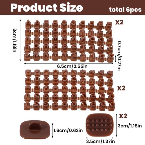 6 Pcs Letter Stamps for Clay Letter Numeral Polymer Clay Tools Reusable Alphabet Number Stamps Tools with Double Small Alphabet Numeric Symbols for Pottery DIY Handmade Crafts Pottery Fondant Cookie