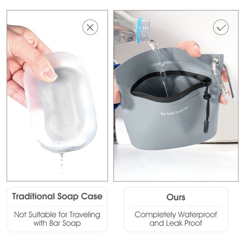 Travel Soap Container Portable Soap Holder Travel Case, Waterproof and Leak Proof, Solutions for Travelling with Bar Soap (Gray)