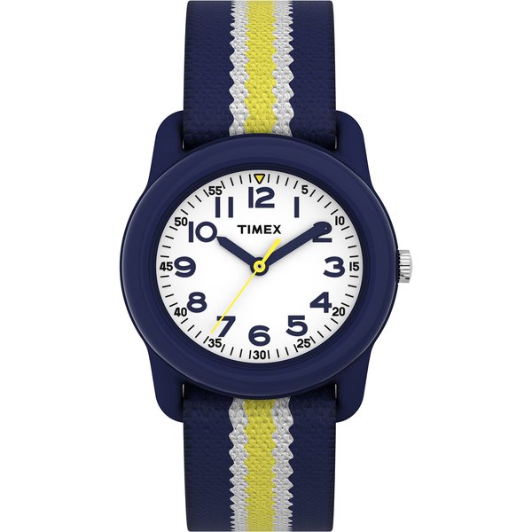 Timex Boys TW7C05800 Time Machines Blue/Yellow Stripes Elastic Fabric Strap Watch