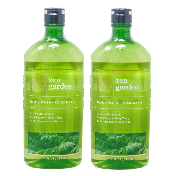 Generic Bath and Body Work Aromatherapy Zen Garden Body Wash + Foam Bath Set - Pack of 2, Green