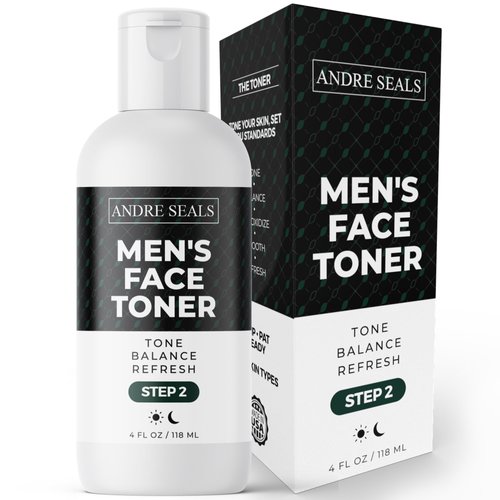 ANDRE SEALS Face Toner for Men| Infused with Organic Witch Hazel, Green Tea & Hyaluronic Acid | Face Tightener | Hydrating Toner and Smoothing | Men Self Care & Men Skin Care - 4 oz