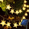 Windpnn Solar String Lights Outdoor, Solar Powered Star String Lights, 30ft 50LED 8 Modes Waterproof Christmas String Lights for Gardens Patio Landscape Xmas Tree Decorations(Warm White)