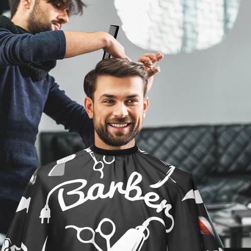 Barber Cape Professional Hair Cutting Cape,3 Pieces Salon Barber Capes Set for Men Hair Cutting Hairdresser Stylists Capes with Adjustable Closure Neck Duster Brush and Combs(Hair Cape+Brush)