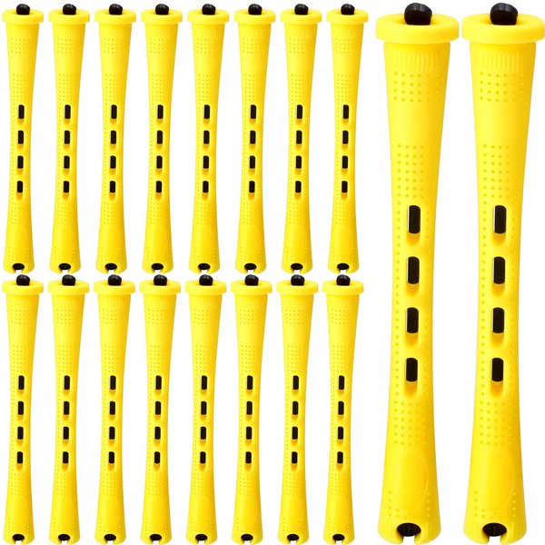 56 Pieces Hair Perm Rods Set Hair Rollers Plastic Cold Wave Rods Perming Rods Curlers Hairdressing Styling Tool (0.28 Inch, Yellow)