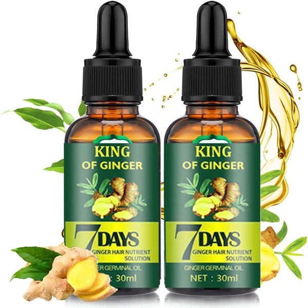 Ginger Oil for Hair Growth, Biotin Hair Growth Serum for Hair Loss Regrowth Treatment, 100% Pure Natural Ginger Essential Oil for Stronger Thicker Longer Hair for Women & Men,1.0 Fl Oz / 30ML (2 PCS)