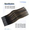 Tape in Hair Extensions Human Hair 20pcs Natural Black to Chestnut Brown Double Sided Tape in Hair Extensions Real Human Hair 20 Inch 50g,