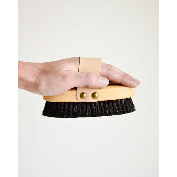 The Original Made in Germany: Energy/Ionic Dry Body and Massage Brush with fine Bronze Bristles, Creates rejuvenating Oxygen on Your Skin, Dry Brushing Body Brush Exfoliating Brush with Leather Strip