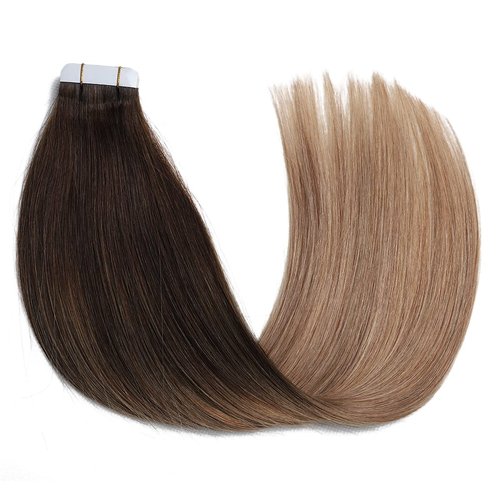Sindra Hair Extensions Tape in Real Human Hair 22Inch Balayage Dark Brown to Chestnut Brown and Dirty Blonde Tape in Hair Extensions Human Hair Remy Hair 20Pieces 50Gram(tape#2/6/18 22inch)