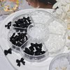 AhrtyeeVehiky 3D Bow Pearl Nail Art Decorations Butterfly Nail Charms Black White Nail Art Accessories Acrylic Resin Bow Nail Decorations for Nail Art Designs DIY Crafting