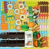 Food City Accessories Building Blocks Sets, Friends Figures Supermarket Kitchen Bricks, Pizza Sushi Refrigerators Food Stand Pieces Parts Comida Pineapple Ice Cream Hot Dog Cheese Toys
