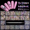 3100Pcs Nail Crystal Rhinestones Kit, Mix Shapes AB Glass, 3D Diamonds Flatback Crystals, with a Drill Pen, Nail Crystal Non Hotfix, Nail Art Decoration (AB Rhinestone)