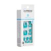 KISS imPRESS Press-On Pedicure Fake Toenails Kit, Style "Sparkling Mint", Square Shaped, Glittery Turquoise Press-On Nails, Includes Prep Pad, Mini Nail File, Cuticle Stick, & 24 Fake Nails