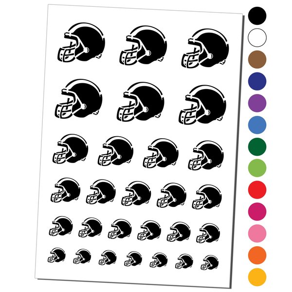 American Football Helmet Sports Temporary Tattoo Water Resistant Fake Body Art Set Collection - Red (One Sheet)