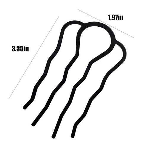 5PCS Metal Hair Side Combs Hair Fork Clip, U-Shape Hair Sticks Teeth Hair Pin Stick for Women Hair Styling Tool Accessories Women Decoration (Black)