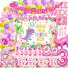 Pink Dinosaur Party Supplies For Girls 3rd Birthday Decorations Pink Three Inspired Rex Dinosaur Balloons Banner Dino Cake Topper Cupcake Toppers Girls 3rd Pink Dinosaur Decor