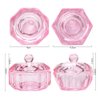 UUYYEO 2 Pcs Glass Nail Art Cups Nail Dipping Jars Nail Dappen Dishes Bowls Nail Powder Holders Nail Liquid Containers with Lid Nail Salon Supplies Hexagon