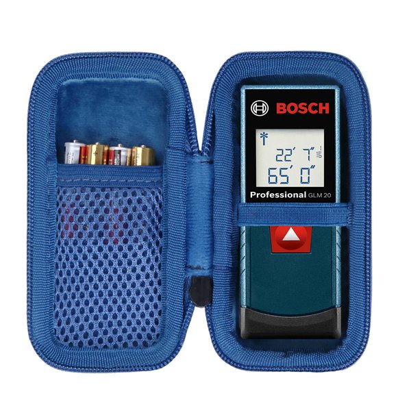 co2CREA Hard Case Compatible with Bosch GLM 20 Compact Blaze 65' Distance Measure (Black Case + Inside Blue + Blue Zipper)