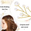 Yokawe Bridal Wedding Hair Pins Gold Pearl Bride Hairpin Crystal Hair Accessories for Women and Girls(2 PCS)
