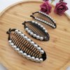 3Pcs Faux Pearl Rhinestone French Banana Clip Ponytail Vertical Clip Hair Clincher Hair Comb Fishtail Clip Grips Clamp Headwear Styling Hair Accessories for Women Teen Girls, Black