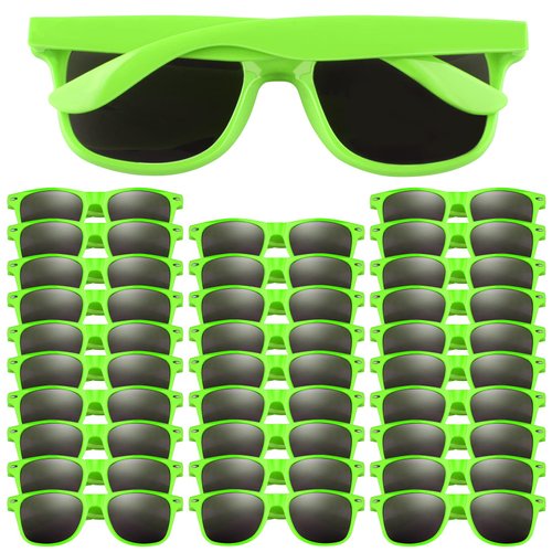 FEPITO 30 Pieces Green Party Sunglasses for Birthday Party supplies Treat Bag Fillers for Beach Pool Party Toys