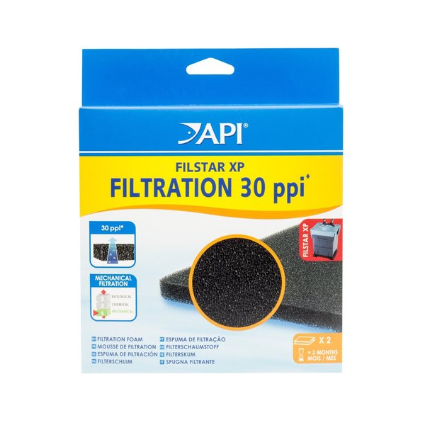 API FILSTAR XP FILTRATION FOAM 30 PPI Aquarium Canister Filter Filtration Pads 2-Count,Blacks & Grays
